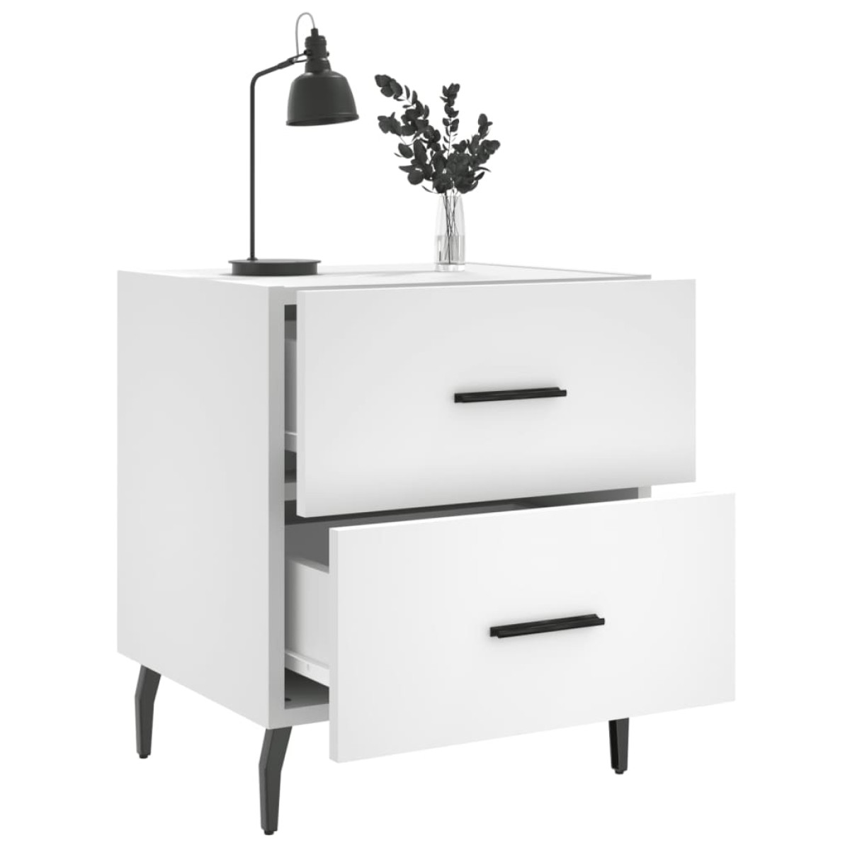 vidaXL Κομοδίνα 2 τεμ. Λευκά 40 x 35 x 47,5 εκ. από Επεξεργασμένο Ξύλο