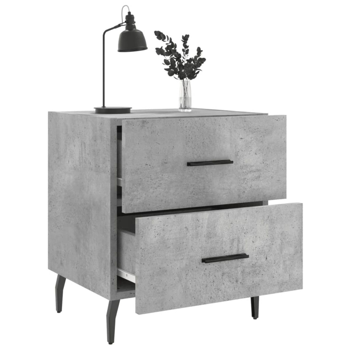 vidaXL Κομοδίνο Γκρι Σκυροδ. 40 x 35 x 47,5 εκ. από Επεξεργασμένο Ξύλο