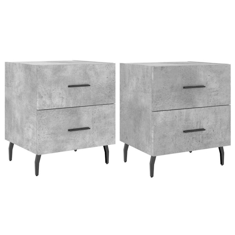 vidaXL Κομοδίνα 2 τεμ. Γκρι Σκυροδεμ. 40 x 35 x 47,5 εκ. Επεξεργ. Ξύλο