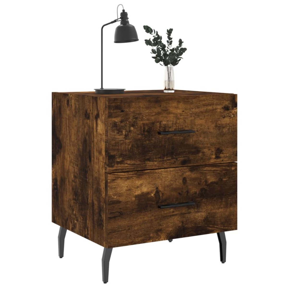 vidaXL Κομοδίνα 2 τεμ. Καπνιστή Δρυς 40 x 35 x 47,5 εκ. Επεξεργ. Ξύλο