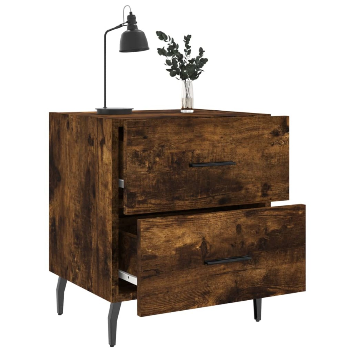 vidaXL Κομοδίνα 2 τεμ. Καπνιστή Δρυς 40 x 35 x 47,5 εκ. Επεξεργ. Ξύλο