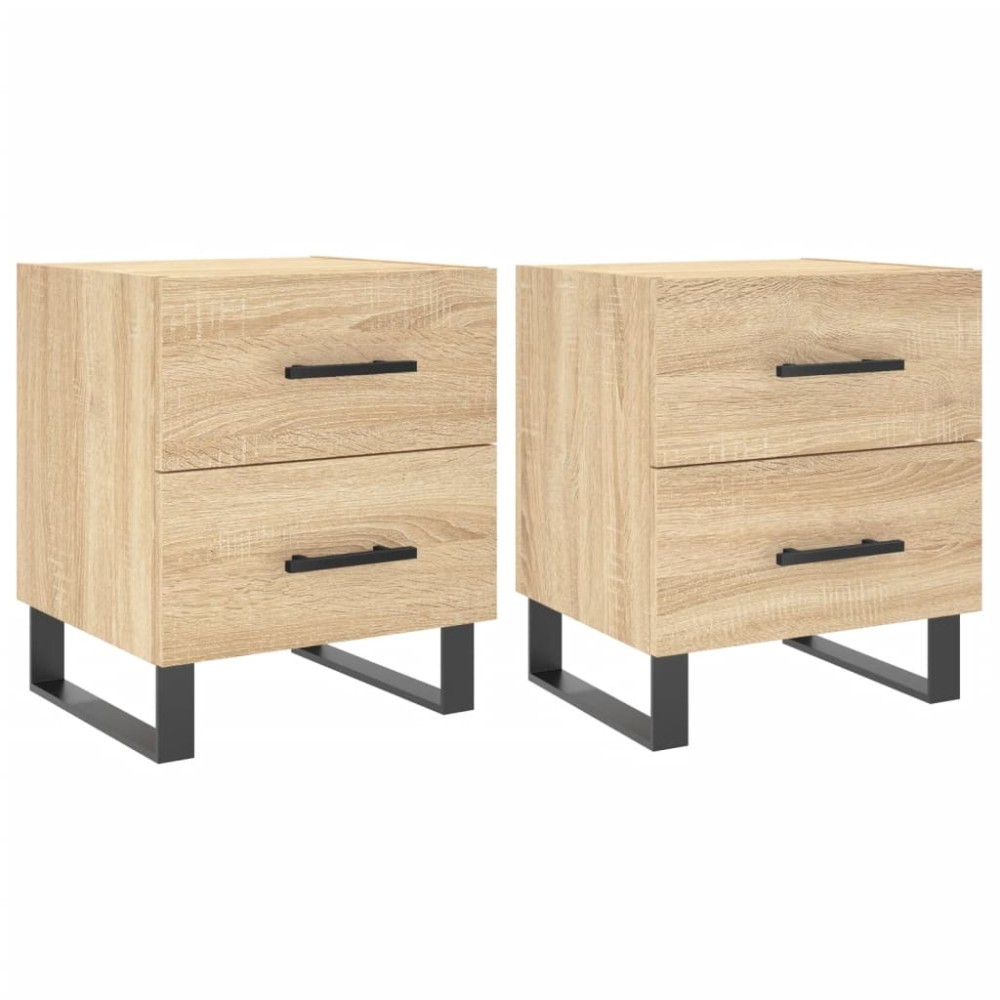 vidaXL Κομοδίνα 2 τεμ. Sonoma Δρυς 40 x 35 x 47,5 εκ. Επεξεργ. Ξύλο