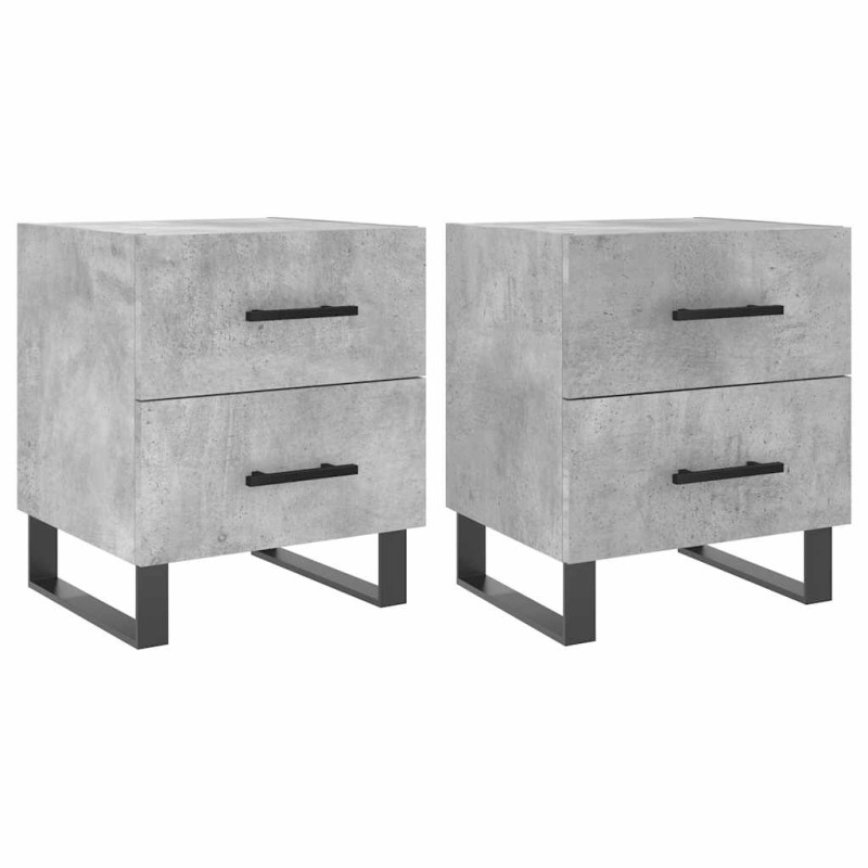 vidaXL Κομοδίνα 2 τεμ. Γκρι Σκυροδεμ. 40 x 35 x 47,5 εκ. Επεξεργ. Ξύλο