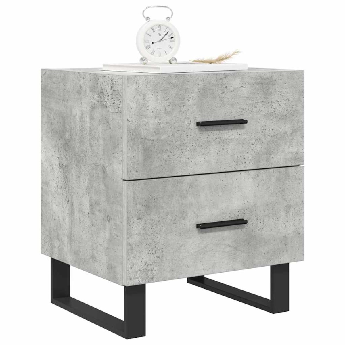 vidaXL Κομοδίνα 2 τεμ. Γκρι Σκυροδεμ. 40 x 35 x 47,5 εκ. Επεξεργ. Ξύλο