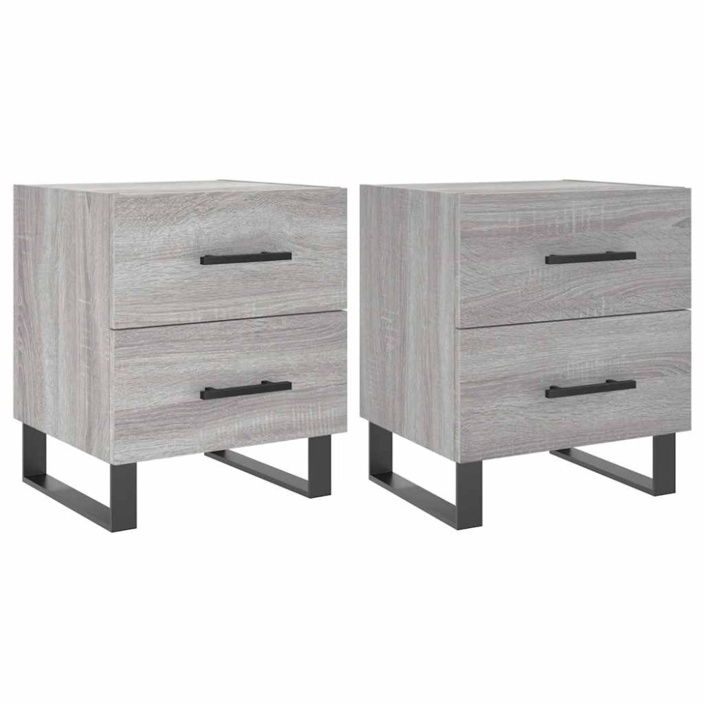vidaXL Κομοδίνα 2 τεμ. Γκρι Sonoma 40 x 35 x 47,5 εκ. Επεξεργ. Ξύλο