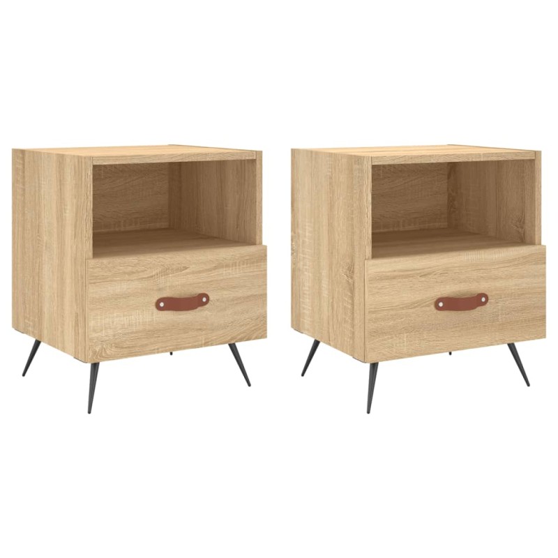 vidaXL Κομοδίνα 2 τεμ. Sonoma Δρυς 40 x 35 x 47,5 εκ. Επεξεργ. Ξύλο