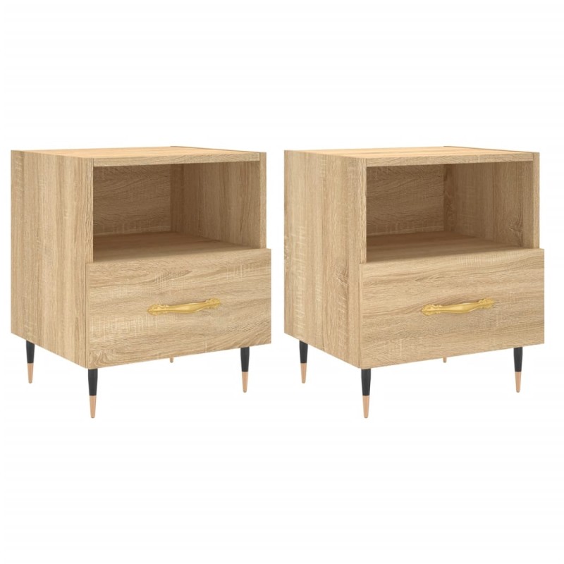 vidaXL Κομοδίνα 2 τεμ. Sonoma Δρυς 40 x 35 x 47,5 εκ. Επεξεργ. Ξύλο