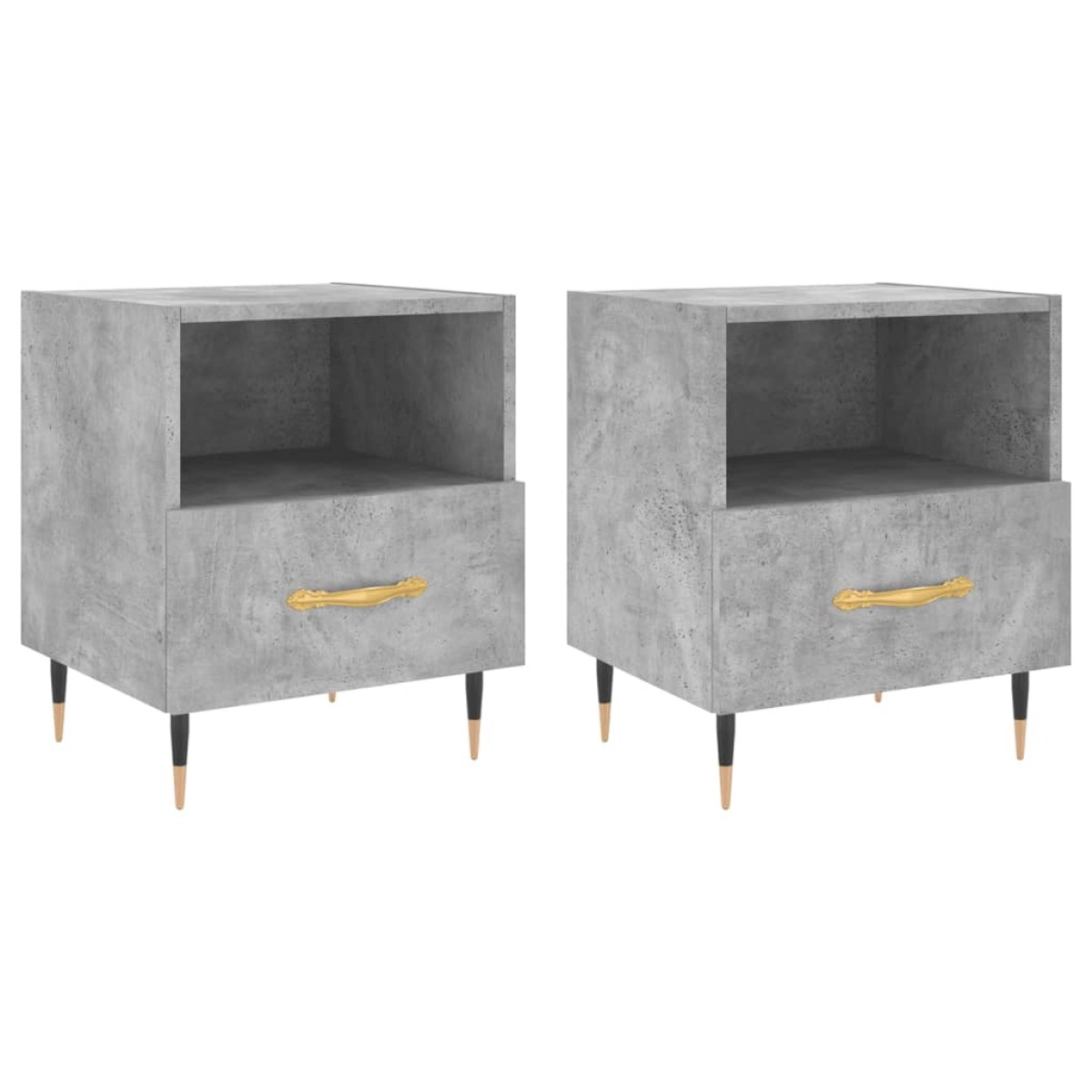 vidaXL Κομοδίνα 2 τεμ. Γκρι Σκυροδεμ. 40 x 35 x 47,5 εκ. Επεξεργ. Ξύλο