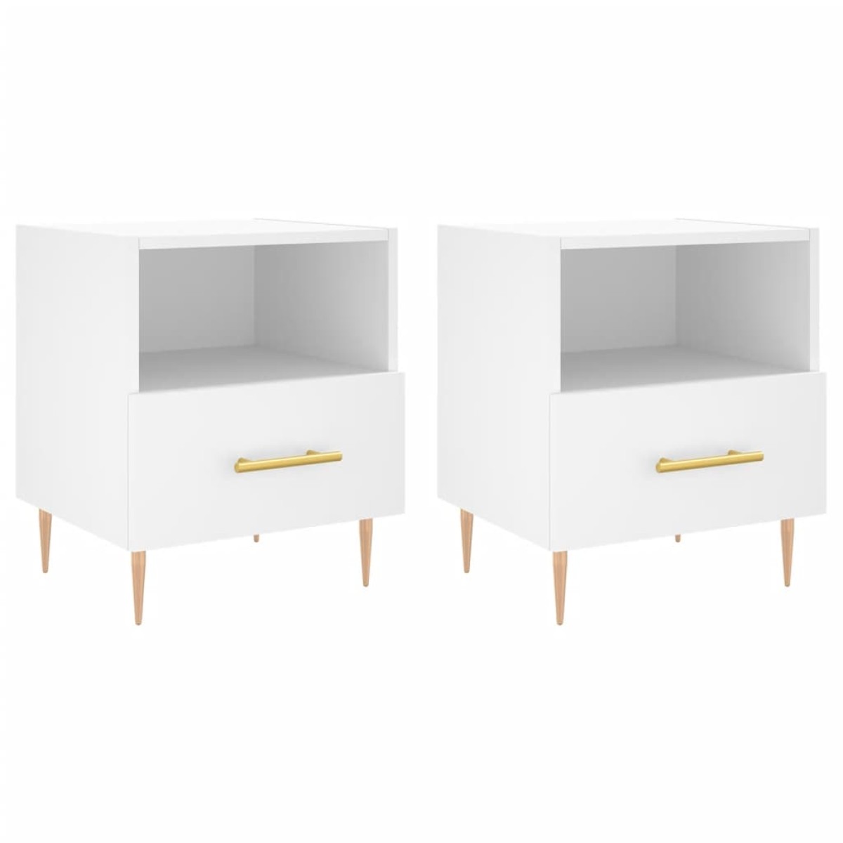 vidaXL Κομοδίνα 2 τεμ. Λευκά 40 x 35 x 47,5 εκ. από Επεξεργασμένο Ξύλο