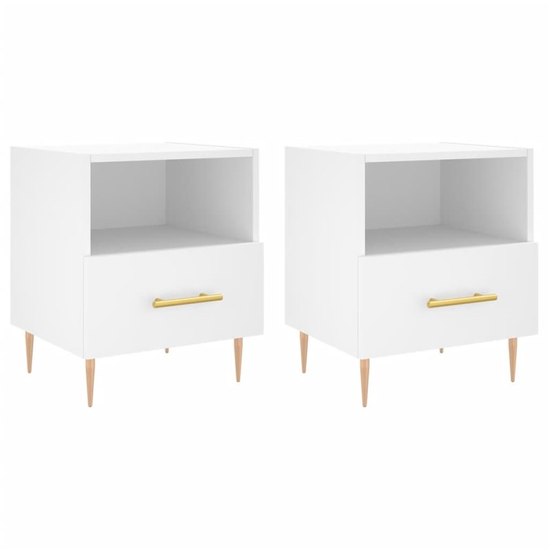 vidaXL Κομοδίνα 2 τεμ. Λευκά 40 x 35 x 47,5 εκ. από Επεξεργασμένο Ξύλο