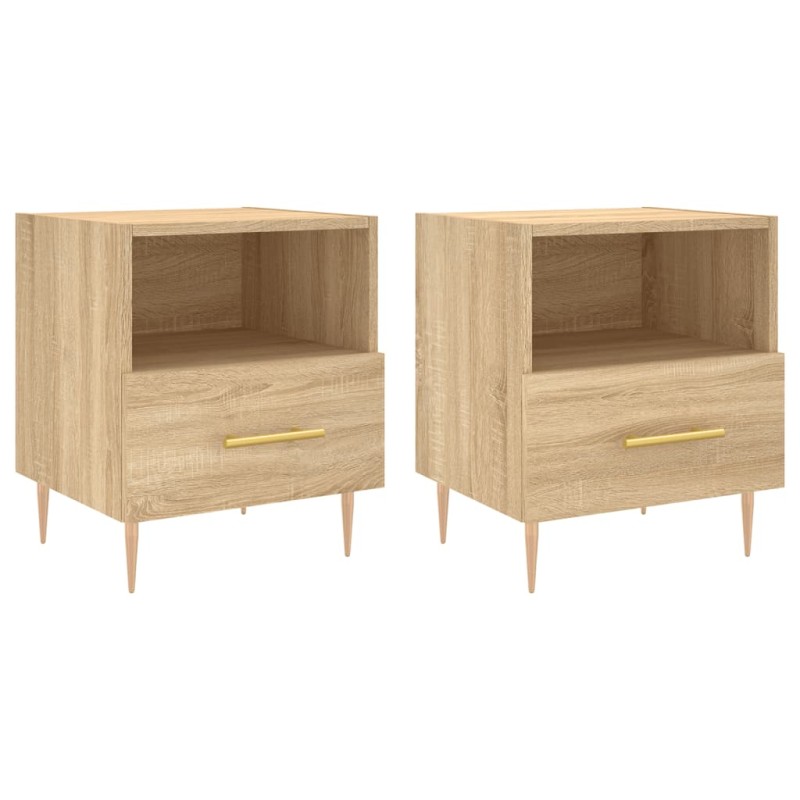 vidaXL Κομοδίνα 2 τεμ. Sonoma Δρυς 40 x 35 x 47,5 εκ. Επεξεργ. Ξύλο
