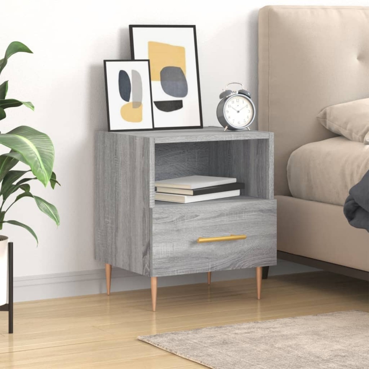vidaXL Κομοδίνο Γκρι Sonoma 40 x 35 x 47,5 εκ. από Επεξεργασμένο Ξύλο