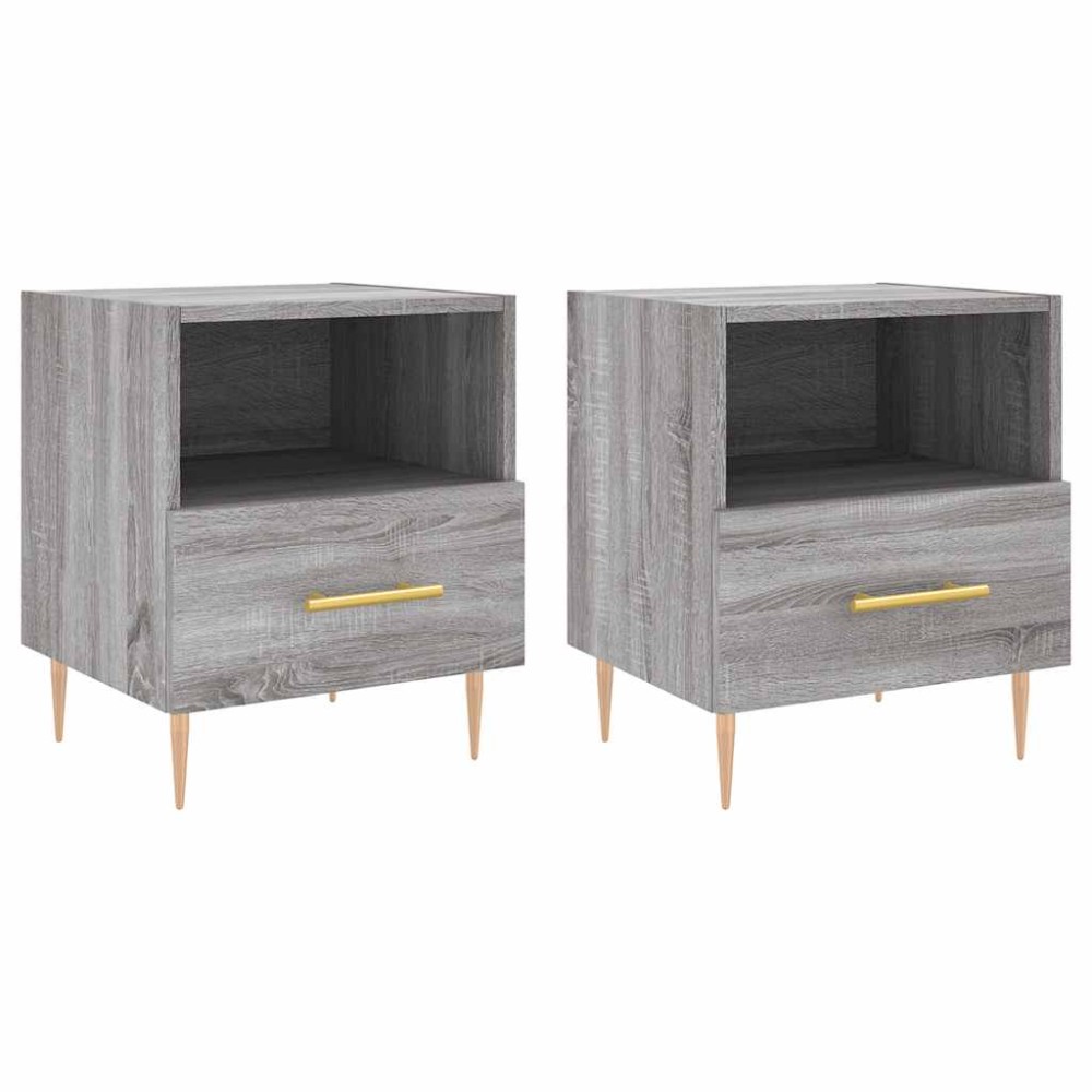 vidaXL Κομοδίνα 2 τεμ. Γκρι Sonoma 40 x 35 x 47,5 εκ. Επεξεργ. Ξύλο