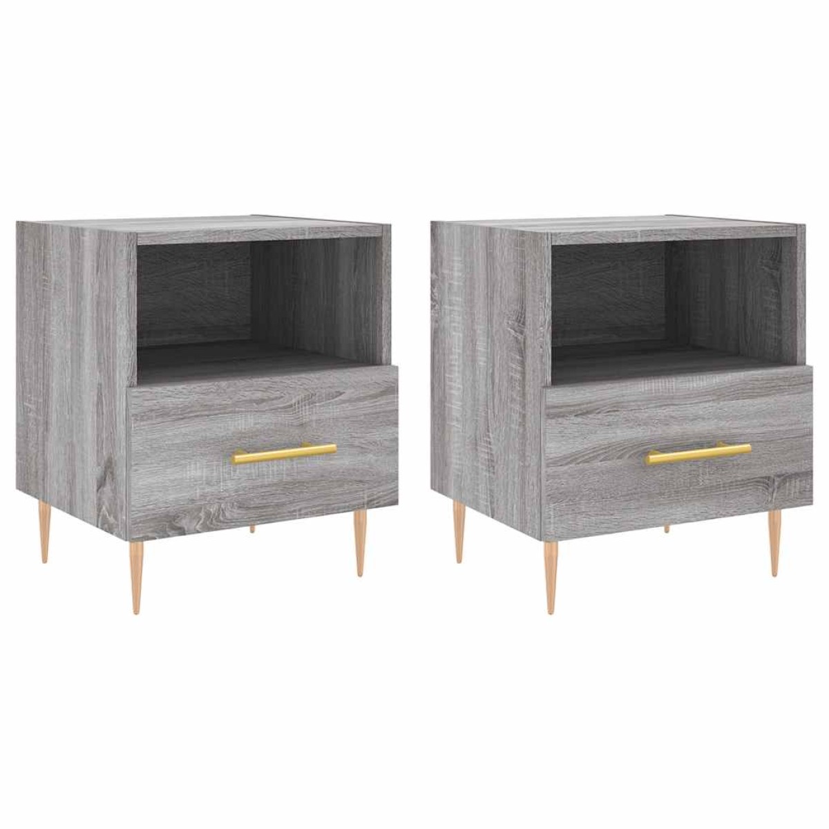 vidaXL Κομοδίνα 2 τεμ. Γκρι Sonoma 40 x 35 x 47,5 εκ. Επεξεργ. Ξύλο