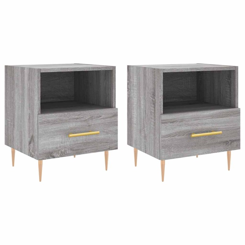 vidaXL Κομοδίνα 2 τεμ. Γκρι Sonoma 40 x 35 x 47,5 εκ. Επεξεργ. Ξύλο