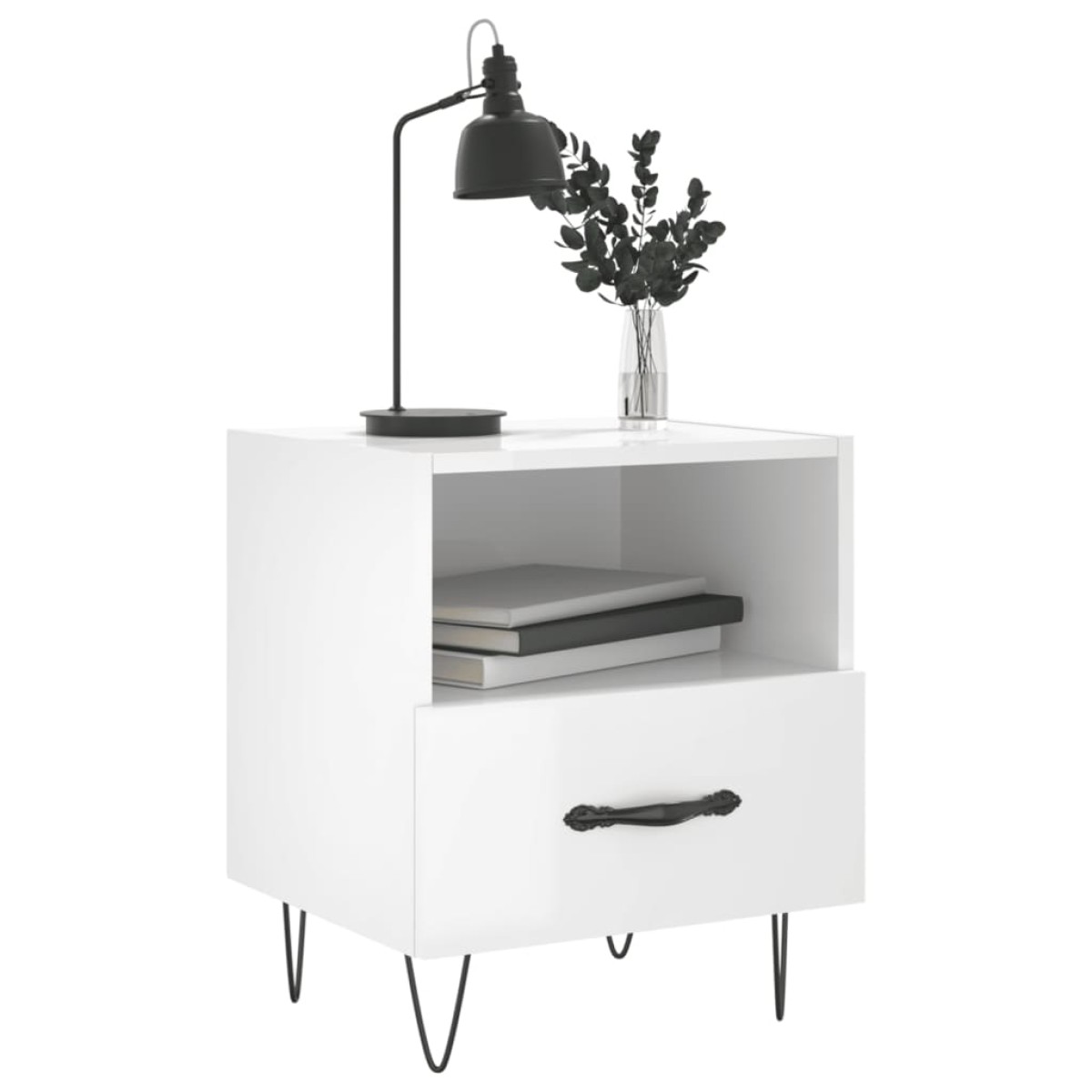 vidaXL Κομοδίνα 2 τεμ. Γυαλ. Λευκό 40x35x47,5 εκ. Επεξεργασμένο Ξύλο