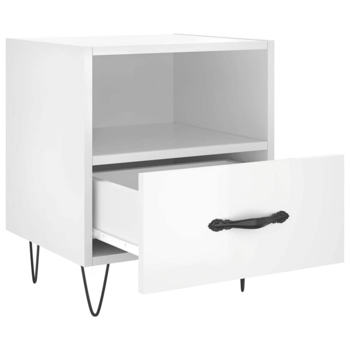 vidaXL Κομοδίνα 2 τεμ. Γυαλ. Λευκό 40x35x47,5 εκ. Επεξεργασμένο Ξύλο
