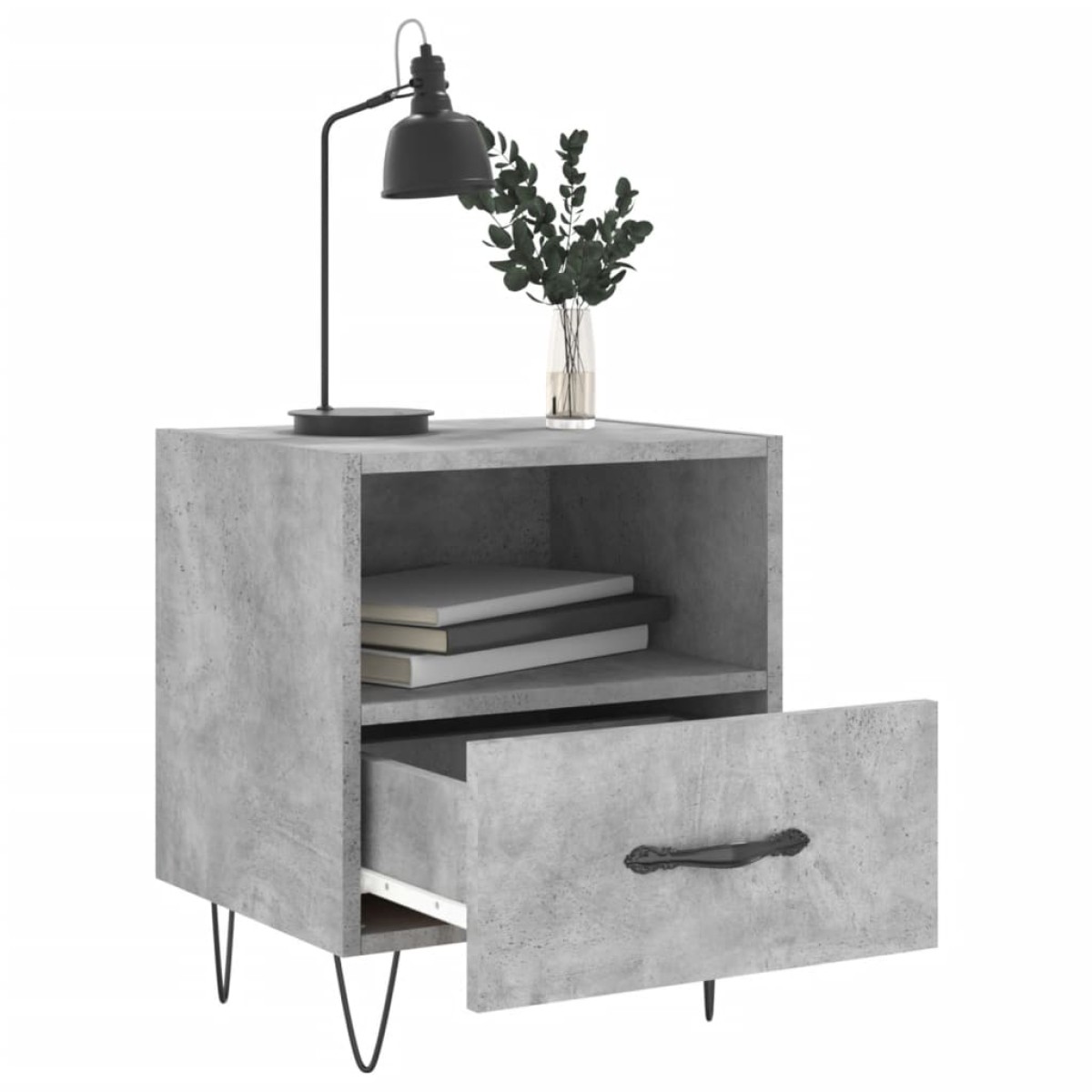 vidaXL Κομοδίνα 2 τεμ. Γκρι Σκυροδεμ. 40 x 35 x 47,5 εκ. Επεξεργ. Ξύλο