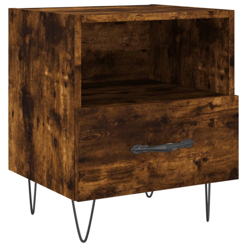 vidaXL Κομοδίνο Καπνιστή Δρυς 40 x 35 x 47,5 εκ. από Επεξεργ. Ξύλο