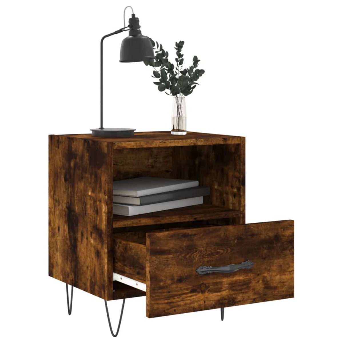 vidaXL Κομοδίνο Καπνιστή Δρυς 40 x 35 x 47,5 εκ. από Επεξεργ. Ξύλο