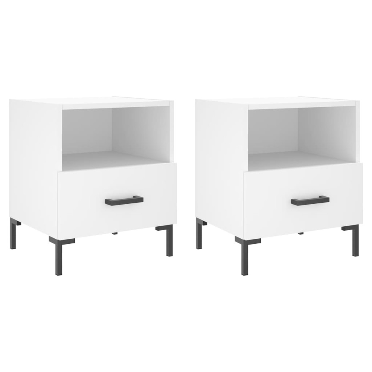 vidaXL Κομοδίνα 2 τεμ. Λευκά 40 x 35 x 47,5 εκ. από Επεξεργασμένο Ξύλο