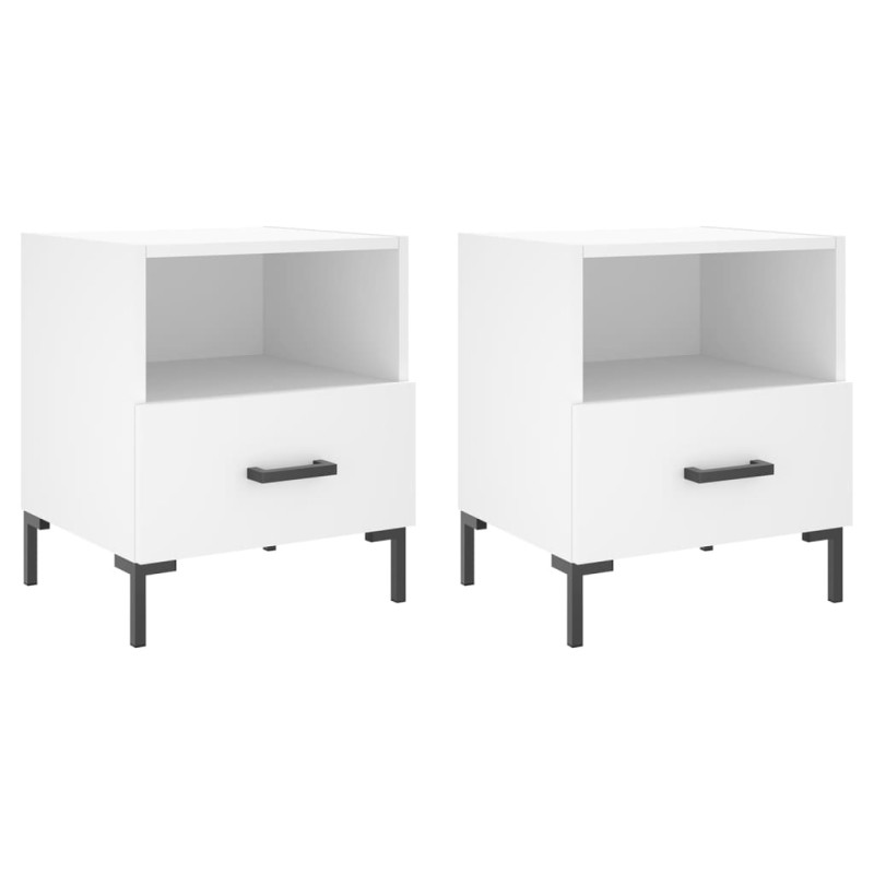 vidaXL Κομοδίνα 2 τεμ. Λευκά 40 x 35 x 47,5 εκ. από Επεξεργασμένο Ξύλο