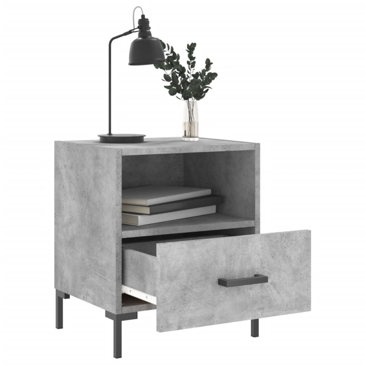vidaXL Κομοδίνα 2 τεμ. Γκρι Σκυροδεμ. 40 x 35 x 47,5 εκ. Επεξεργ. Ξύλο