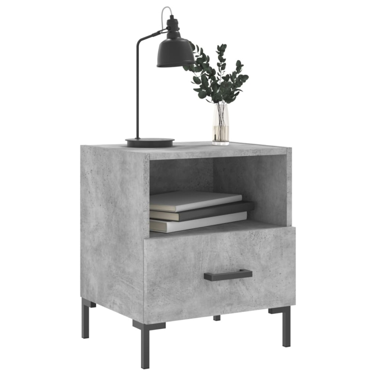 vidaXL Κομοδίνα 2 τεμ. Γκρι Σκυροδεμ. 40 x 35 x 47,5 εκ. Επεξεργ. Ξύλο