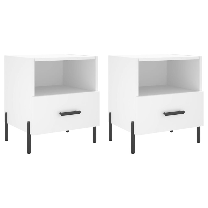 vidaXL Κομοδίνα 2 τεμ. Λευκά 40 x 35 x 47,5 εκ. από Επεξεργασμένο Ξύλο