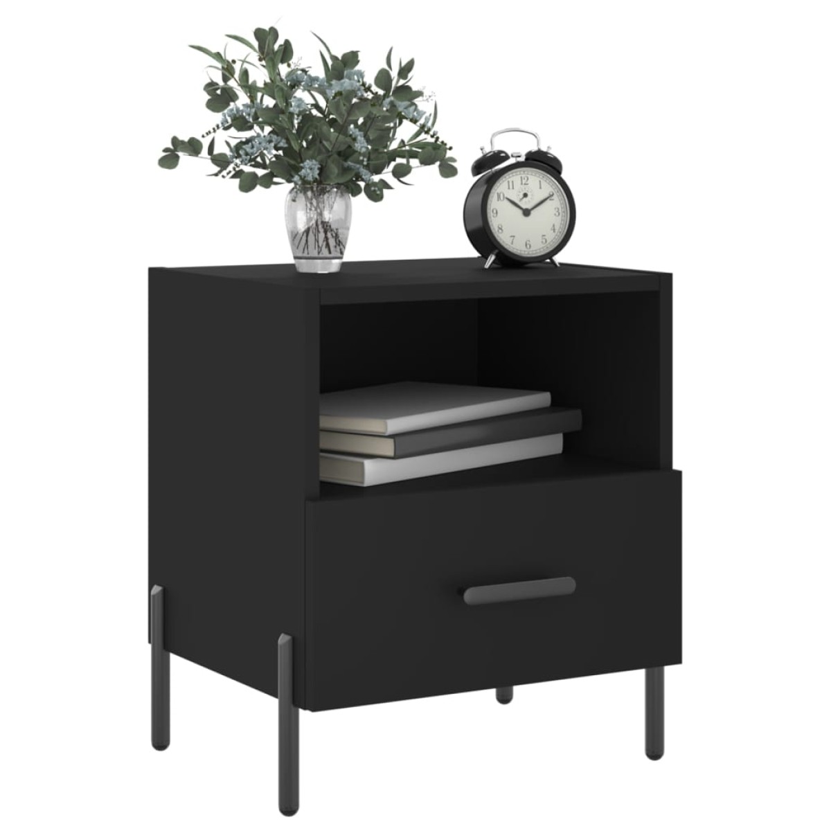 vidaXL Κομοδίνα 2 τεμ. Μαύρα 40 x 35 x 47,5 εκ. από Επεξεργασμένο Ξύλο