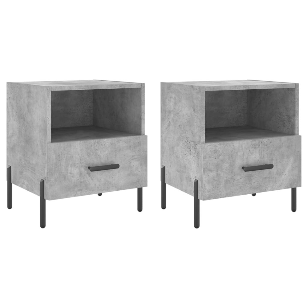 vidaXL Κομοδίνα 2 τεμ. Γκρι Σκυροδεμ. 40 x 35 x 47,5 εκ. Επεξεργ. Ξύλο