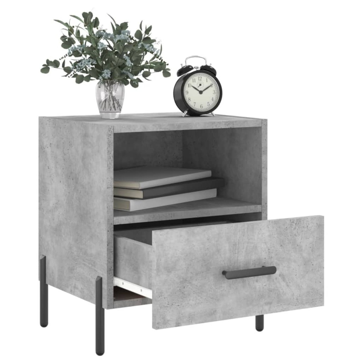vidaXL Κομοδίνα 2 τεμ. Γκρι Σκυροδεμ. 40 x 35 x 47,5 εκ. Επεξεργ. Ξύλο