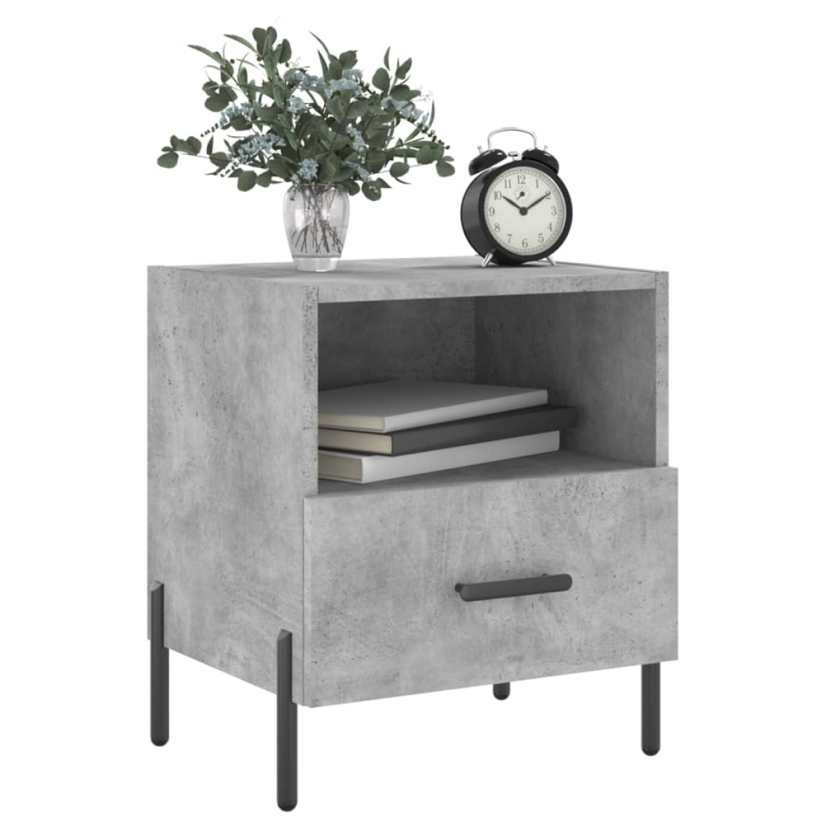 vidaXL Κομοδίνα 2 τεμ. Γκρι Σκυροδεμ. 40 x 35 x 47,5 εκ. Επεξεργ. Ξύλο