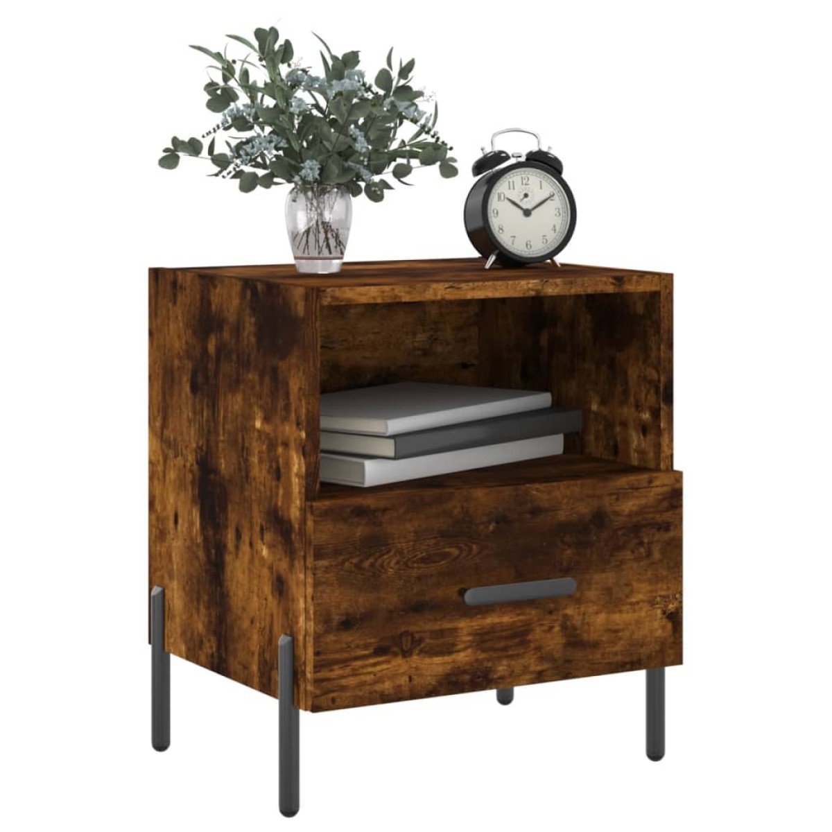 vidaXL Κομοδίνα 2 τεμ. Καπνιστή Δρυς 40 x 35 x 47,5 εκ. Επεξεργ. Ξύλο
