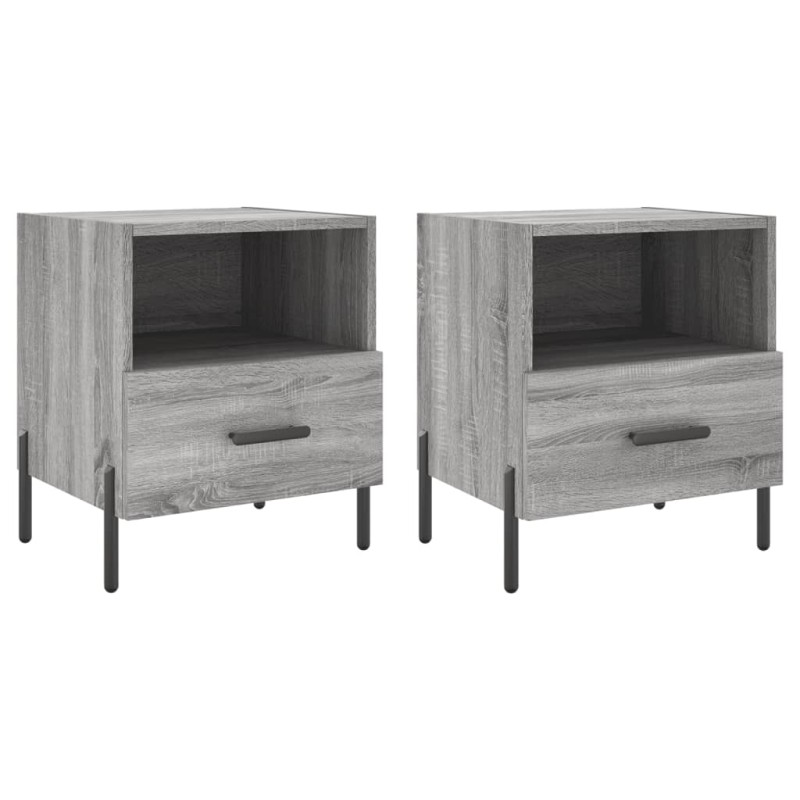 vidaXL Κομοδίνα 2 τεμ. Γκρι Sonoma 40 x 35 x 47,5 εκ. Επεξεργ. Ξύλο
