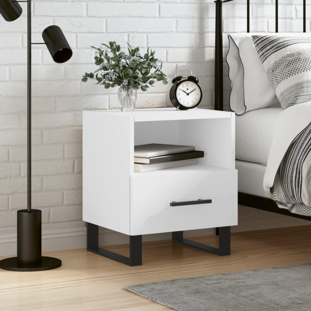 vidaXL Κομοδίνο Λευκό 40 x 35 x 47,5 εκ. από Επεξεργασμένο Ξύλο