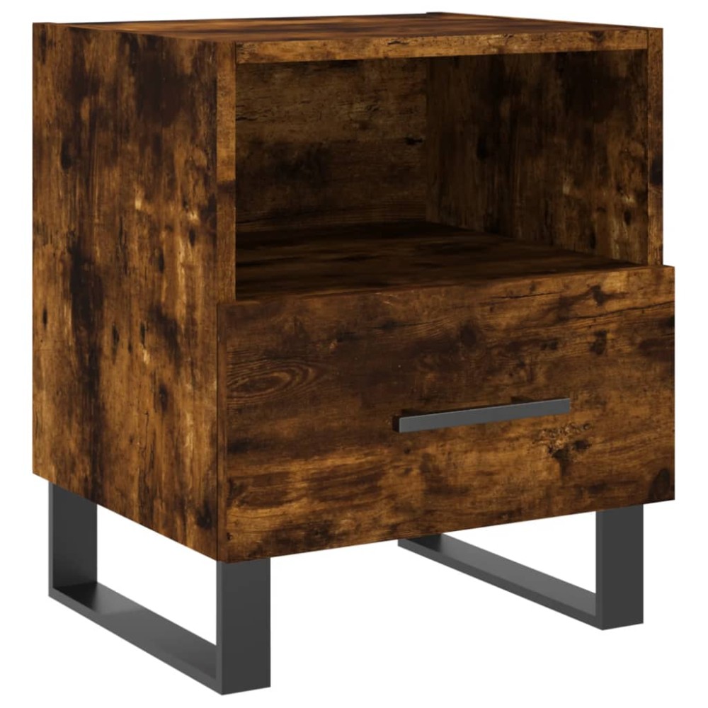 vidaXL Κομοδίνο Καπνιστή Δρυς 40 x 35 x 47,5 εκ. από Επεξεργ. Ξύλο
