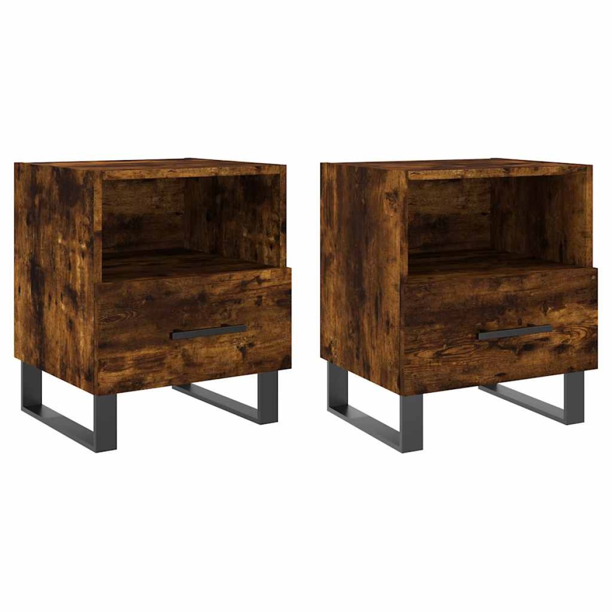 vidaXL Κομοδίνα 2 τεμ. Καπνιστή Δρυς 40 x 35 x 47,5 εκ. Επεξεργ. Ξύλο