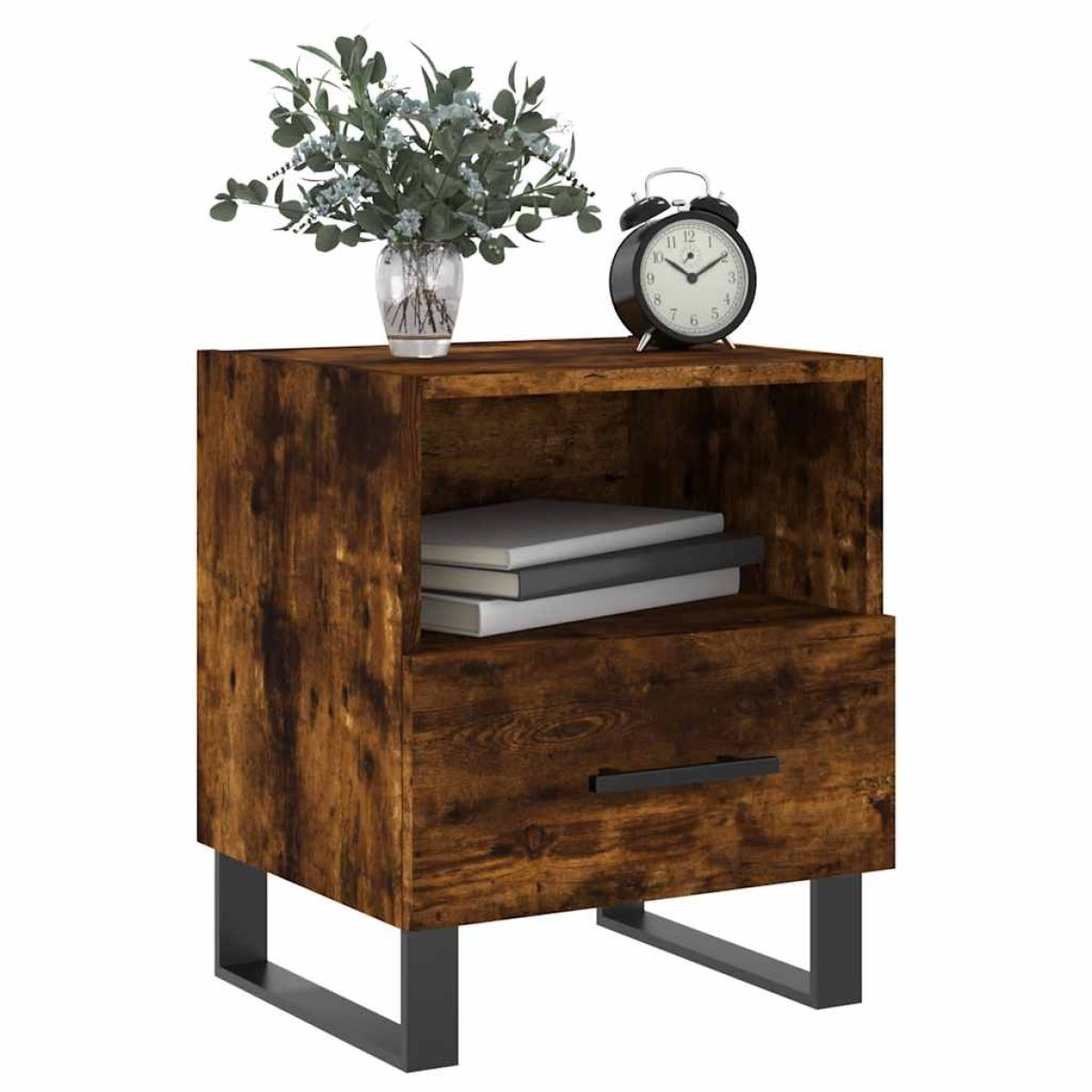 vidaXL Κομοδίνα 2 τεμ. Καπνιστή Δρυς 40 x 35 x 47,5 εκ. Επεξεργ. Ξύλο