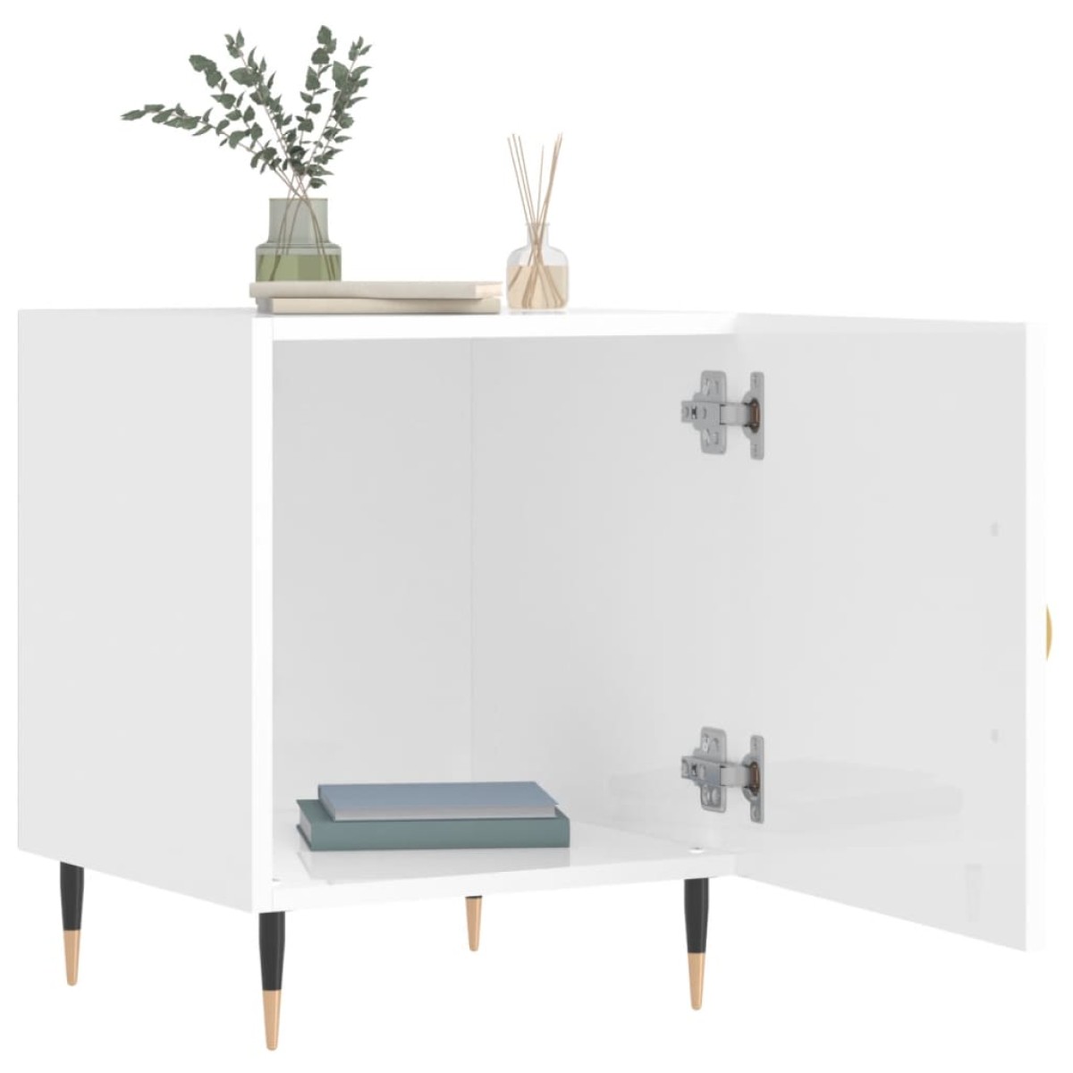vidaXL Κομοδίνα 2 τεμ. Γυαλ. Λευκό 40 x 40 x 50 εκ. από Επεξεργ. Ξύλο