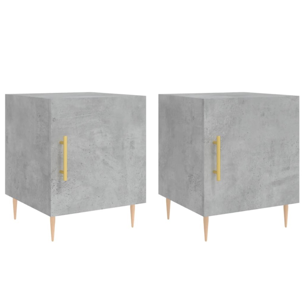 vidaXL Κομοδίνα 2 τεμ. Γκρι Σκυροδέμ. 40 x 40 x 50 από Επεξεργ. Ξύλο