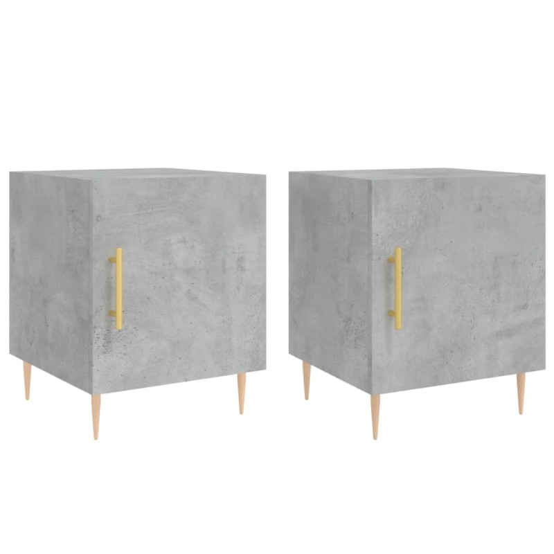 vidaXL Κομοδίνα 2 τεμ. Γκρι Σκυροδέμ. 40 x 40 x 50 από Επεξεργ. Ξύλο
