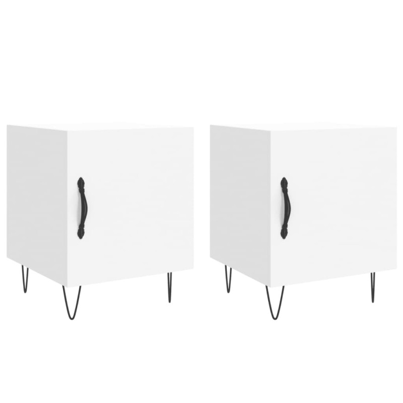 vidaXL Κομοδίνα 2 τεμ. Λευκά 40 x 40 x 50 εκ. από Επεξεργασμένο Ξύλο