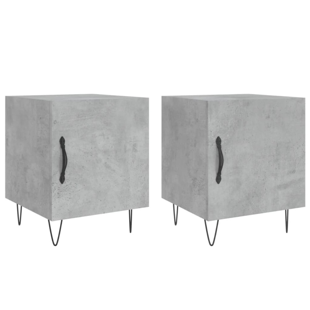 vidaXL Κομοδίνα 2 τεμ. Γκρι Σκυροδέμ. 40 x 40 x 50 από Επεξεργ. Ξύλο