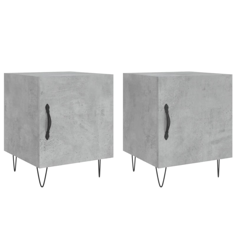 vidaXL Κομοδίνα 2 τεμ. Γκρι Σκυροδέμ. 40 x 40 x 50 από Επεξεργ. Ξύλο