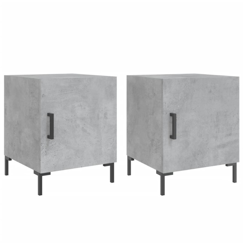 vidaXL Κομοδίνα 2 τεμ. Γκρι Σκυροδέμ. 40 x 40 x 50 από Επεξεργ. Ξύλο