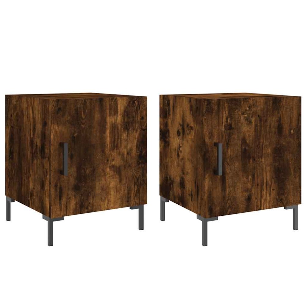 vidaXL Κομοδίνα 2 τεμ. Καπνιστή Δρυς 40 x 40 x 50 εκ. Επεξεργ. Ξύλο
