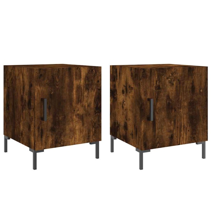 vidaXL Κομοδίνα 2 τεμ. Καπνιστή Δρυς 40 x 40 x 50 εκ. Επεξεργ. Ξύλο