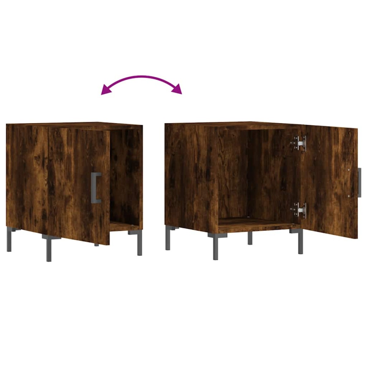 vidaXL Κομοδίνα 2 τεμ. Καπνιστή Δρυς 40 x 40 x 50 εκ. Επεξεργ. Ξύλο