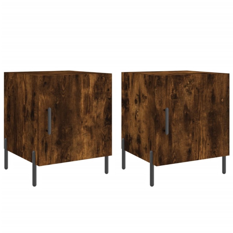 vidaXL Κομοδίνα 2 τεμ. Καπνιστή Δρυς 40 x 40 x 50 εκ. Επεξεργ. Ξύλο